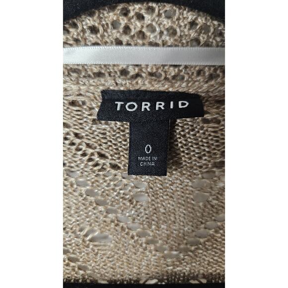 Torrid Long Open Stitch Open Front Cardigan Size 0 Large Lightweight Beige - Picture 5 of 9